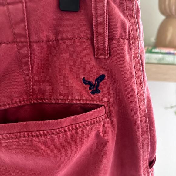 Vintage American Eagle Men Longboard Shorts Size 32 Brick Red 10” Inseam Casual - Picture 4 of 9